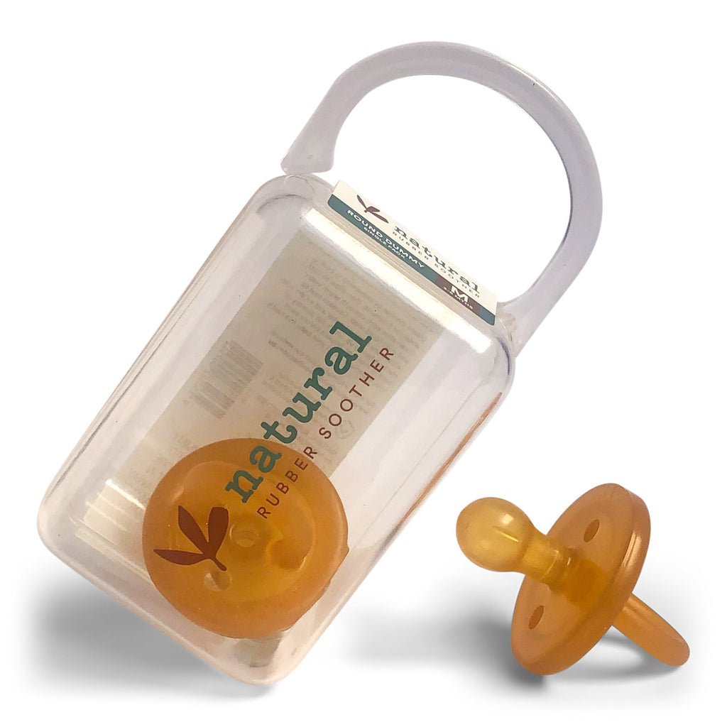 Twin Round Natural Rubber Soother Dummy in Reusable Case naturalrubbersoother